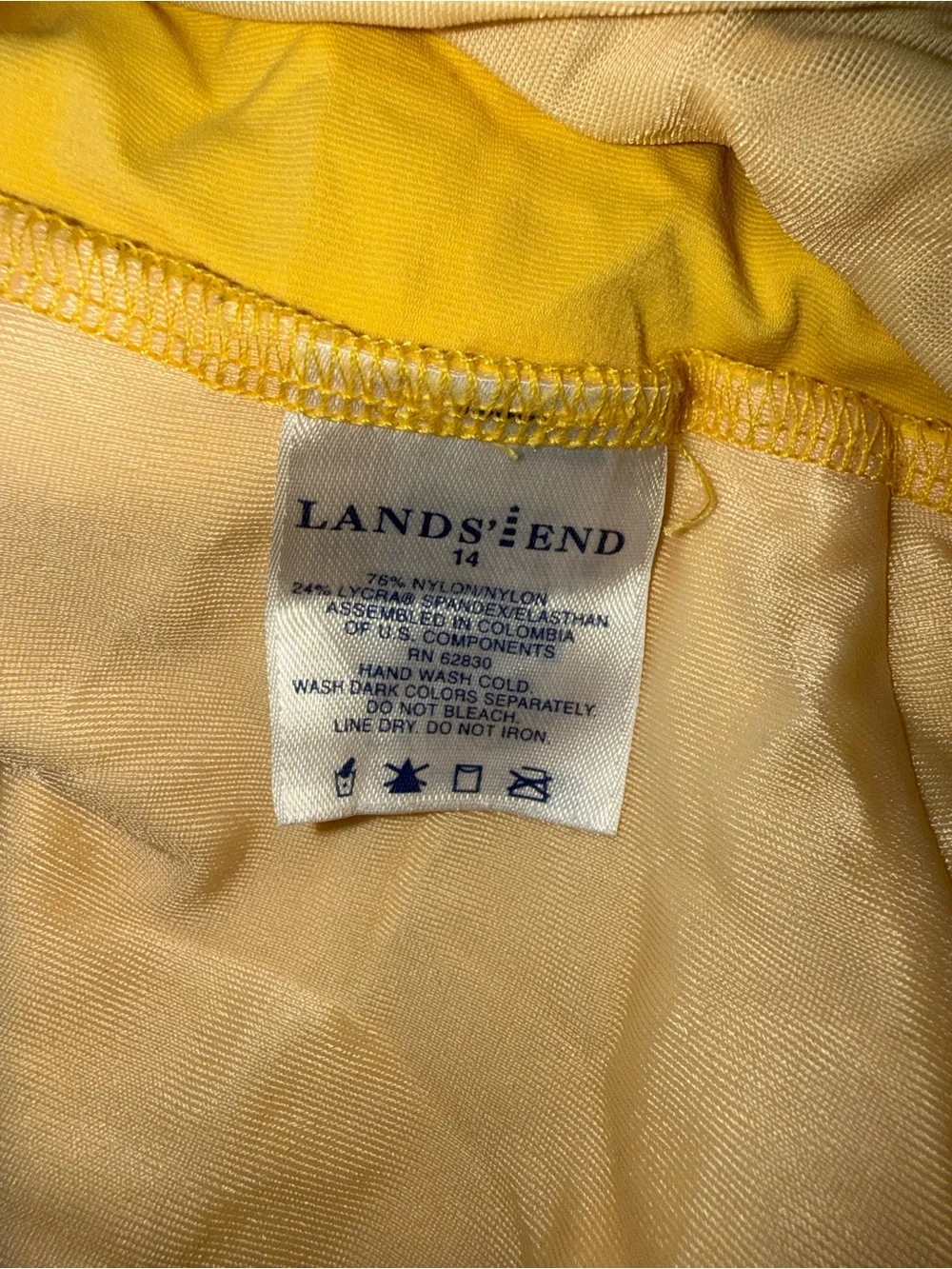Lands' End Yellow Halter Swim Top with White Collar